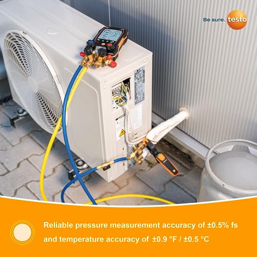 testo 550i Kit I App Operated Digital Manifold,Pipe Clamp Thermometer for air Conditioning, Refrigeration Systems and Heat Pumps – with Bluetooth