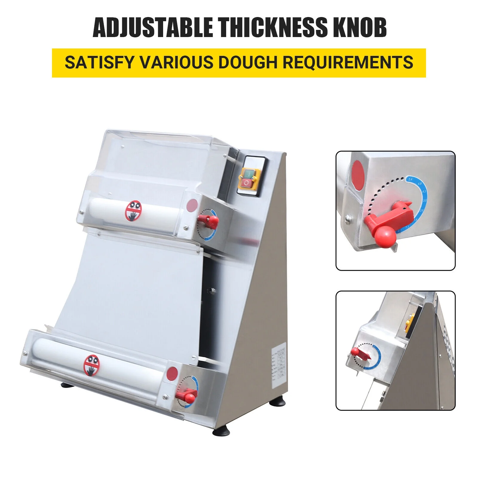 Fichiouy Pizza Press Machine 110V Automatic Pizza Dough Roller Sheeter Machine