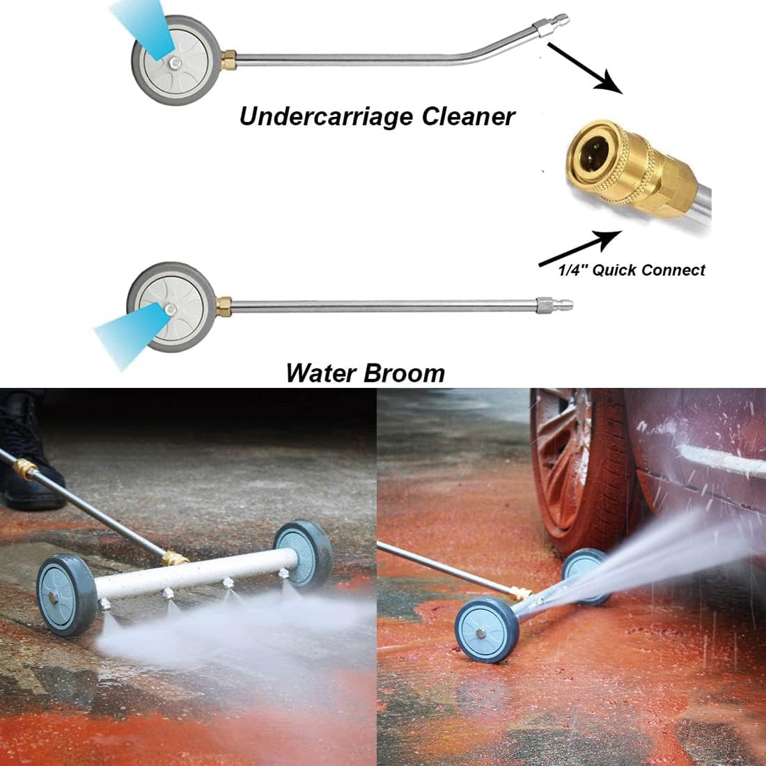 SZWENXIN Dual-Purpose Undercarriage Pressure Washer Cleaner Underbody Car Washer Water Broom 16 Inch Undercarriage Washer 4000 PSI with Cleaning Gloves