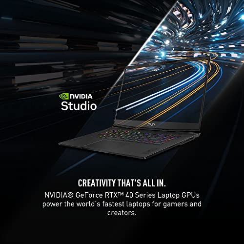 MSI Stealth 17 Studio Laptop: Intel Core i9-13900H, GeForce RTX 4070, 17.3" QHD 240Hz 3ms, 16GB DDR5, 1TB NVMe SSD, Thunderbolt 4, Cooler Boost Trinity+, Win 11 Home: Core Black A13VG-019US