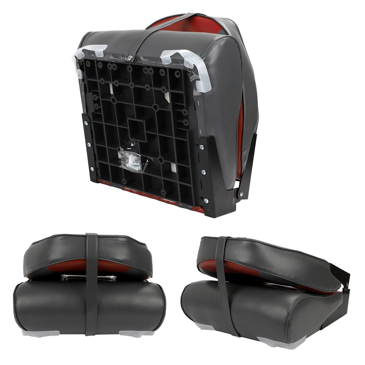 NORTHCAPTAIN S1 Pro Premium High Back Folding Boat Seat,Stainless Steel Screws Included,Charcoal/Black(2 Seats)