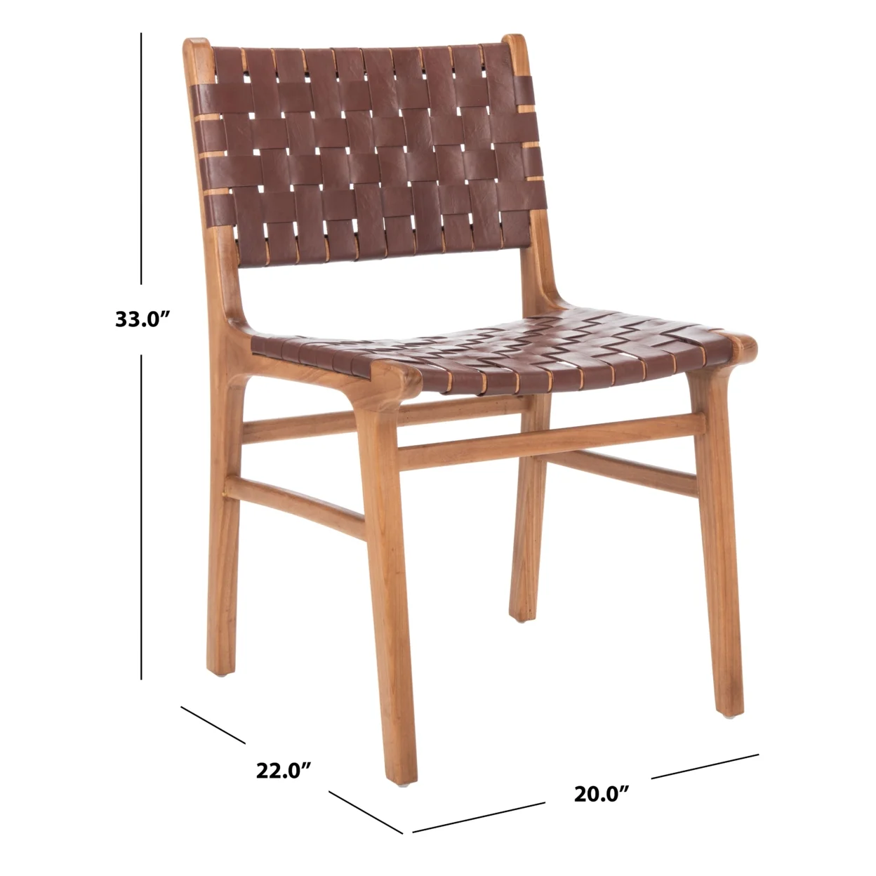 SAFAVIEH Taika Woven Leather Dining Chair, Cognac/Natural, Set of 2