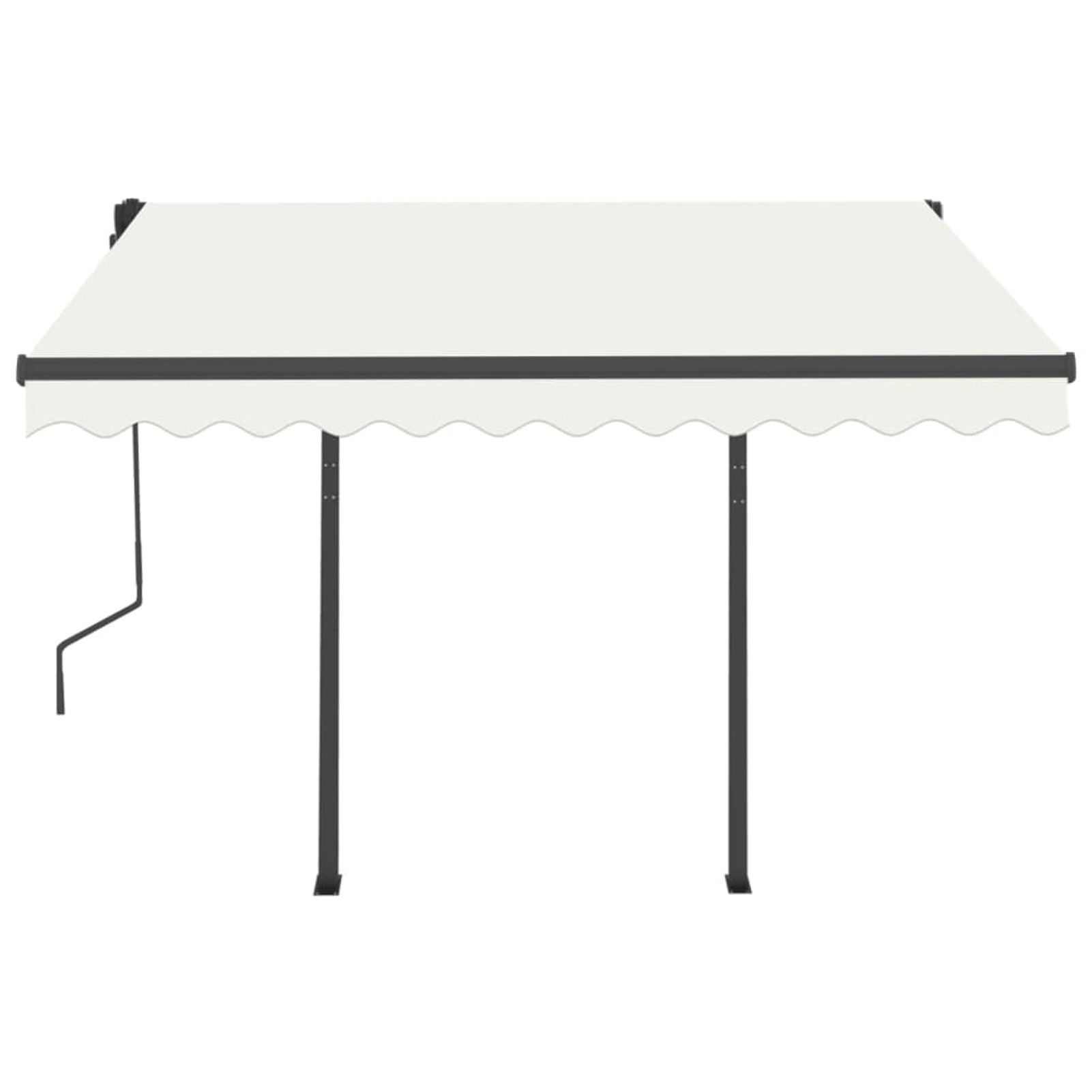moobody Manual Retractable Awning with Posts Outdoor Canopy Sunshade Shelter Cream for Patio, Balcony, Backyard, Garden, Deck 118.1 x 98.4 Inches (W x H)