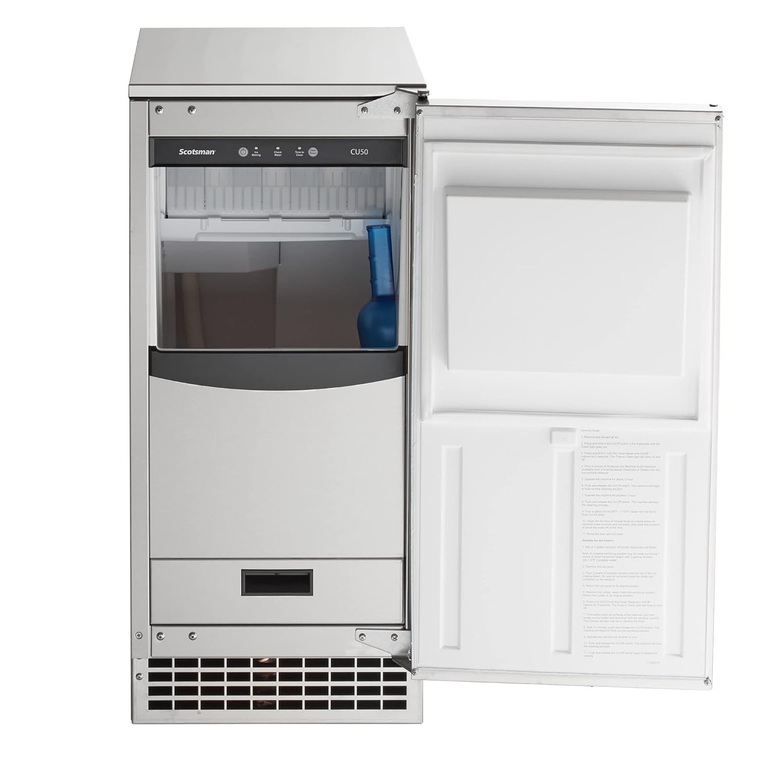 Scotsman CU50PA-1 Undercounter Ice Maker with Bin, Gourmet Cube Style, 64 lb/24 hr, Air Cooled, 15" Width, Built-in Pump Drain, 115V/60/1-ph