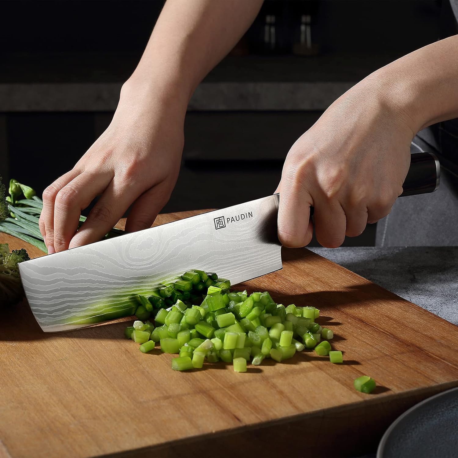 PAUDIN Kitchen Knife Set, Professional Chef Knife Set with Ultra Sharp Blade & Wooden Handle, 3 Pieces German High Carbon Stainless Steel Knife Set