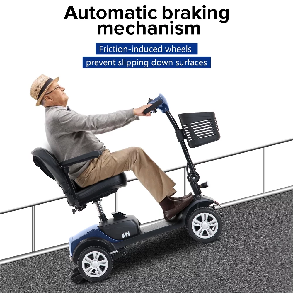 Compact Mobility Scooters for Senior, SEGMART Heavy Duty Electric Scooters with 300W Motor, Motorized Scooter with Detachable Basket, Outdoor Scooter With Anti-Tip wheel, Red, SS130