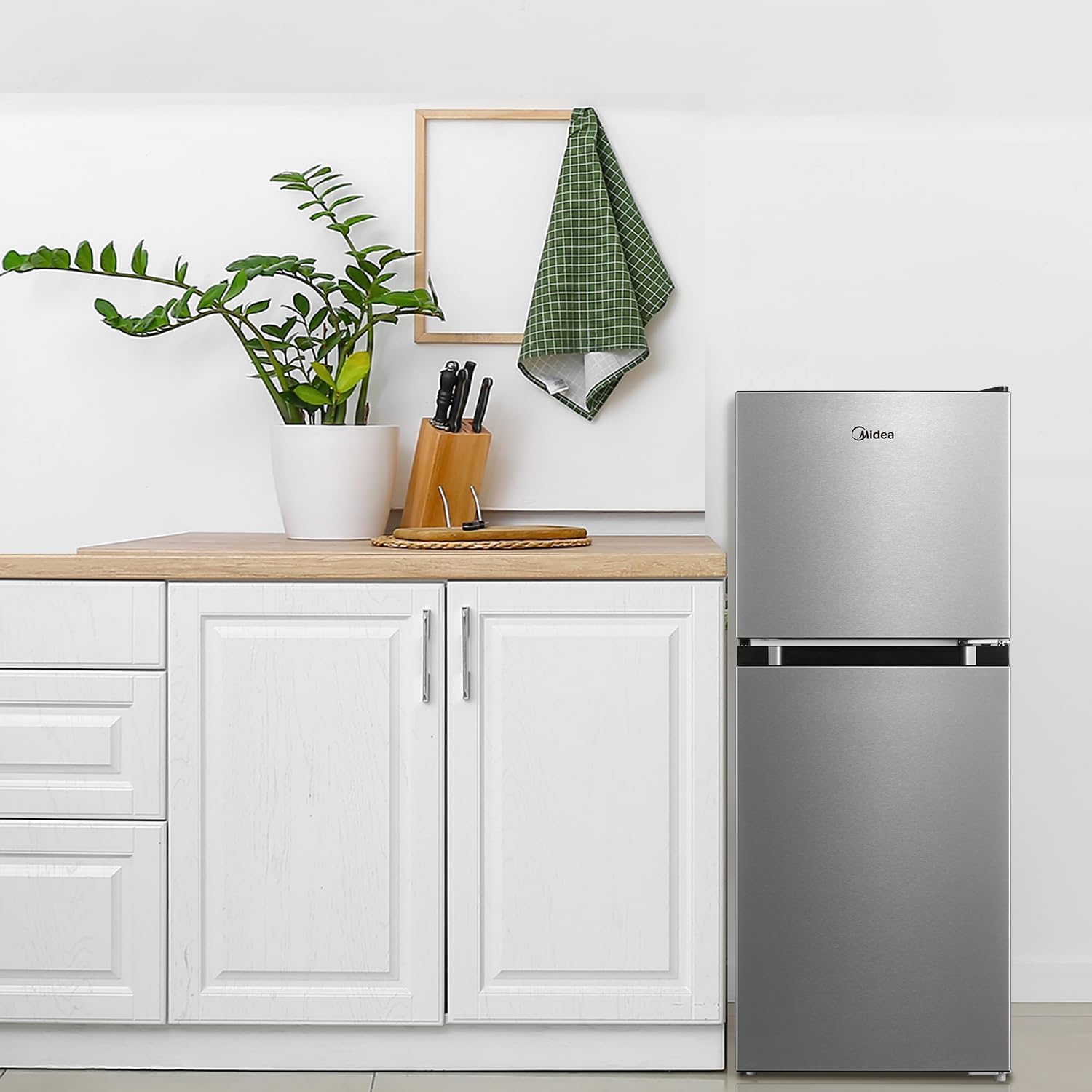 Midea MERM45S3AST Cu Ft Double Door Stainless Steel compact refrigerator, 4.5 cubic feet