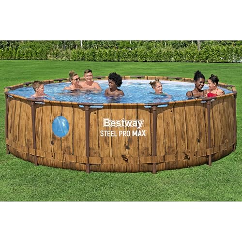 Bestway: Steel Pro MAX - Splashview Round Swimming Pool Set - 14' x 42", Above Ground, Tritech Construction, Filter Pump, Ladder, Cover, ClickConnect