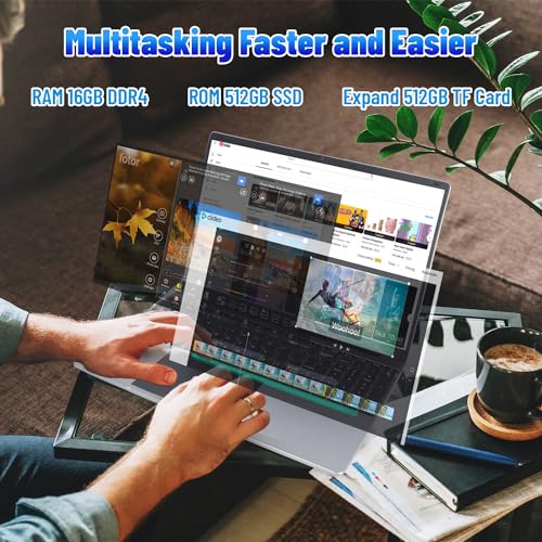 Laptop, 15.6" Laptop Computer, 16GB DDR4 512GB SSD, Windows 11 Laptop, 1080P Full HD Display, Quad-Core Intel Celeron N5095 Processors, 38000mWh Battery Life, 2.4G/5G WiFi, Mini-HDMI