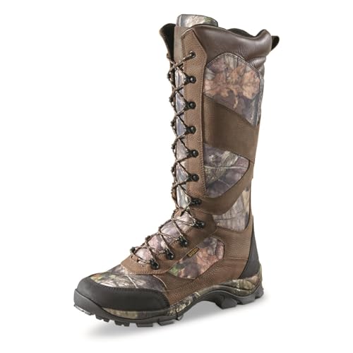 Guide Gear Country Pursuit Men’s 16" Snake Boots Leather Waterproof Hunting Shoes Mossy Oak Break-up Country