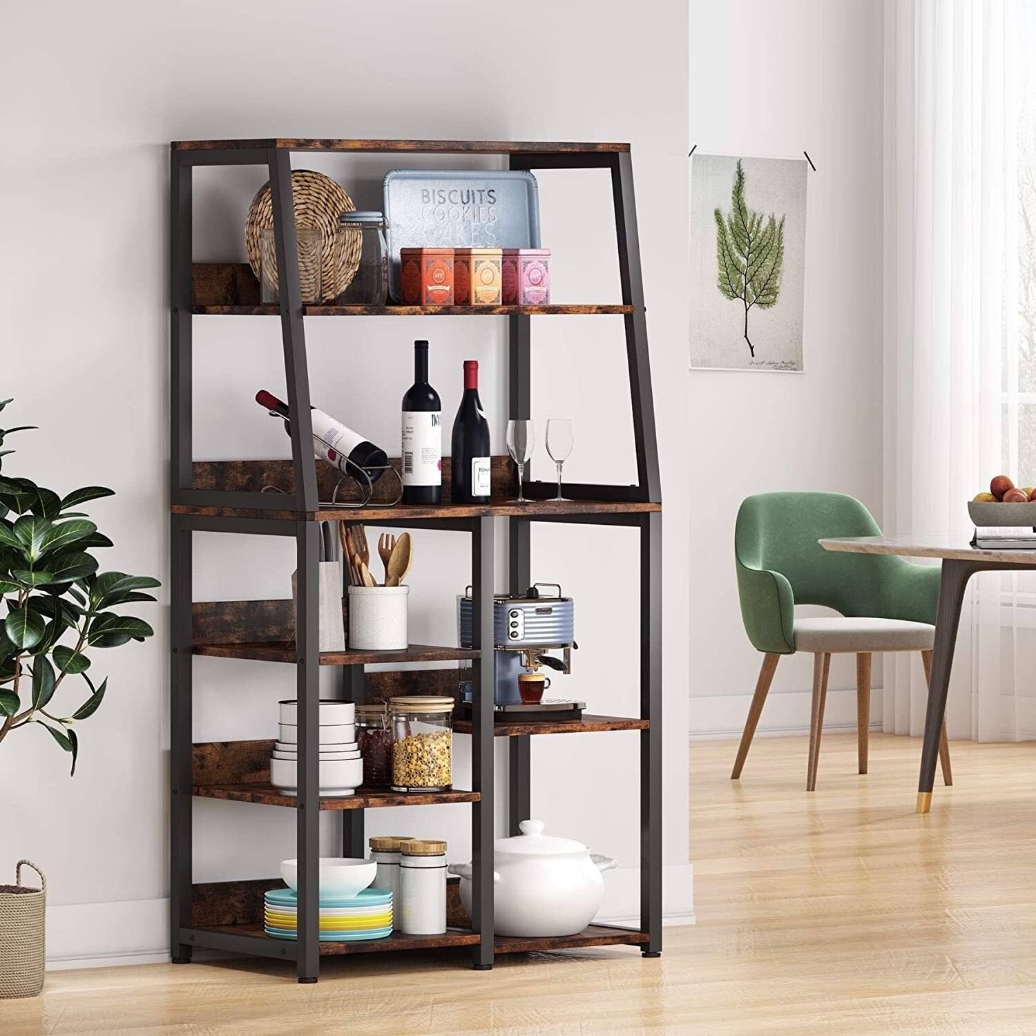 Tribesigns 8-Tier Industrial Baker's Rack with Storage Shelves, Free Standing Microwave Oven Stand Spice Rack for Kitchen, Utili