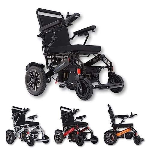 Fold and Travel Electric Wheelchairs for Adults Elderly Lightweight Power Wheel Chair Motorized (Blue, 17 Inches Seat Width)