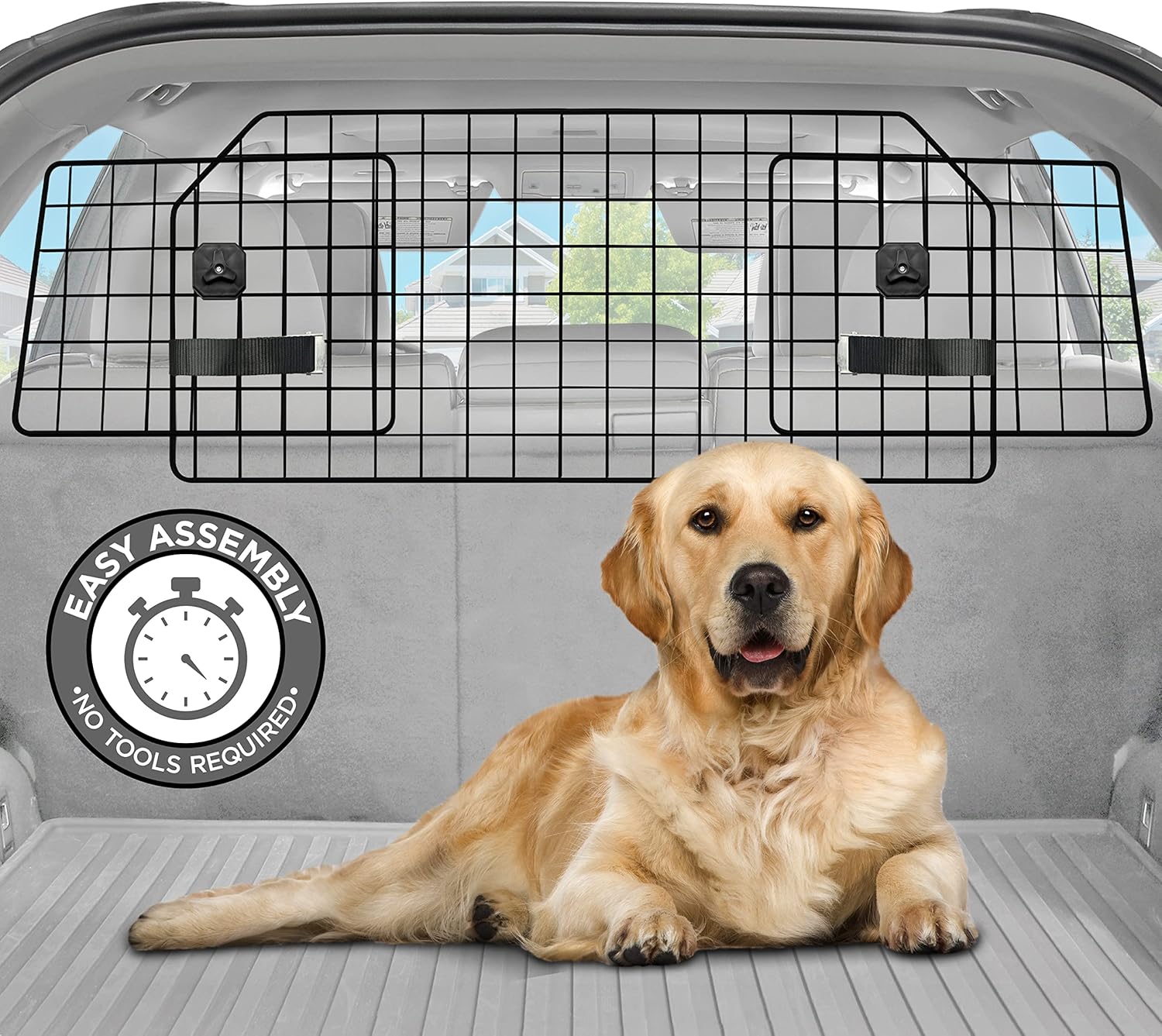 Pawple Dog Car Barrier for SUV's, Cars & Vehicles, Trucks, Adjustable Large Pet Barrier, Heavy-Duty Wire Mesh- Universal Fit Vehicles Divider Pack of 2