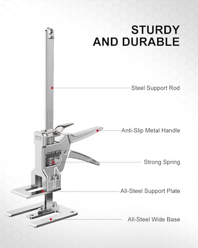 Kolvoii Labor Saving Arm Jack, 2 Pack Stainless Steel 15.6 Inch Construction Jack, Multi-Function Height Adjustment Hand Jacks for Lifting and Leveling, 10 Inche Lift Range