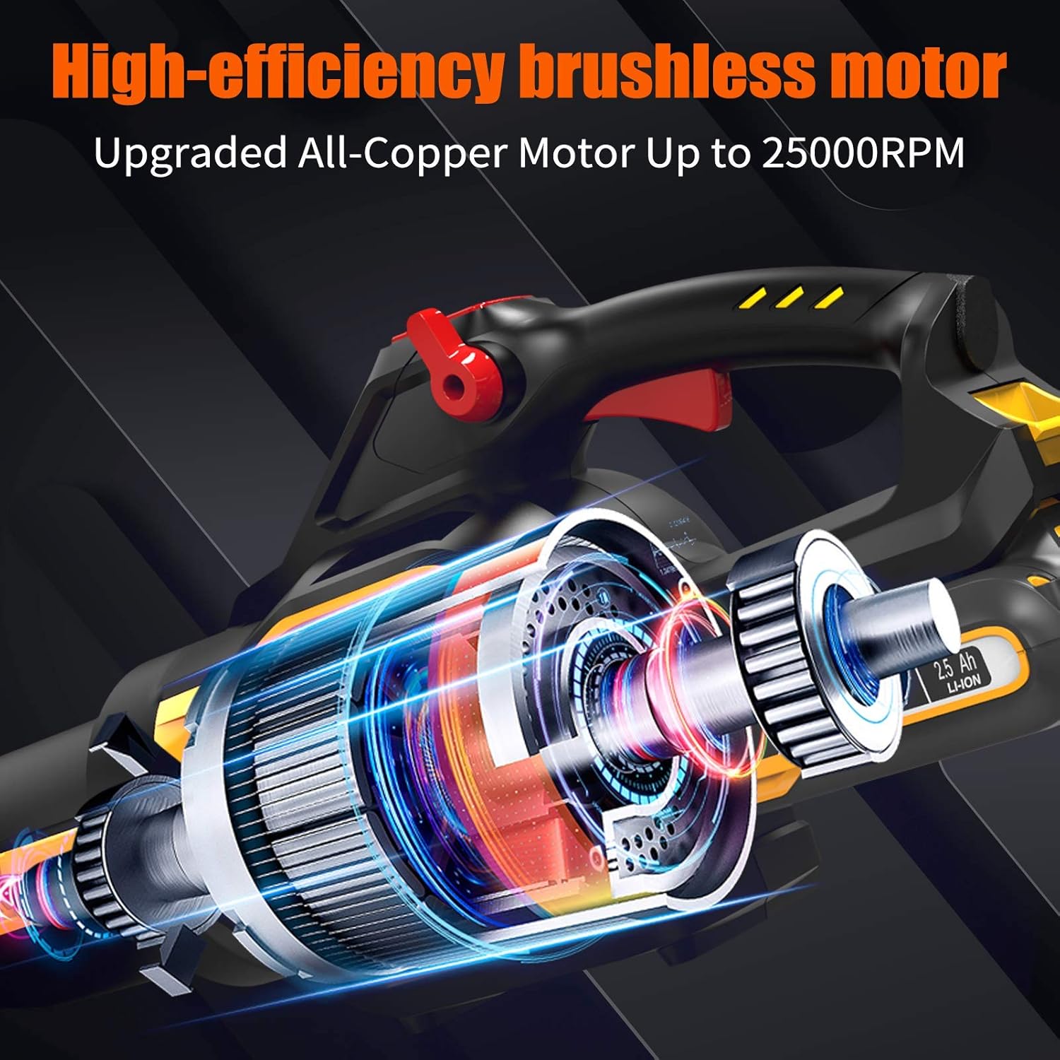 AS 40V Cordless Leaf Blower-Leaf Blower with 2.5 Ah Lithium- ion Battery & Quick Charger,Powered Leaf Blower with Variable-Speed, 530CFM