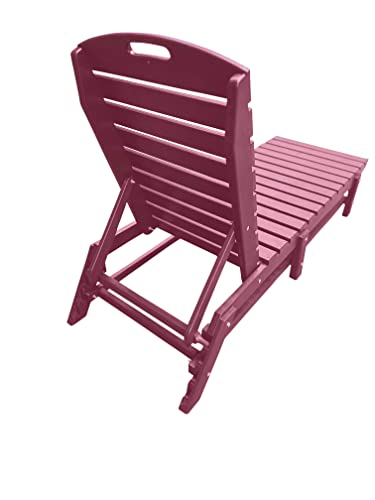 Outdoor Pool Chaise Lounge, Heavy-Duty Beach Lounger - Folding, HDPE, Recycled Poly Furniture - Reclining Lounge Chair for Patio, Deck, Beach, Cabana, or Poolside, Teal