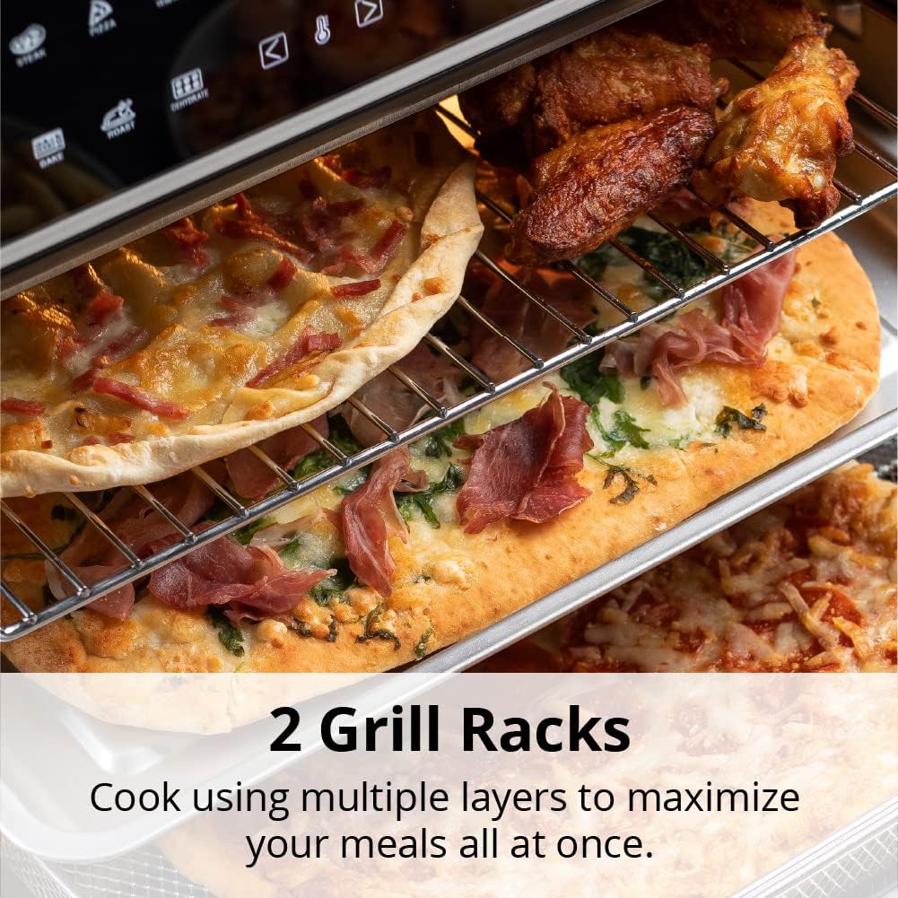 Aria Premium 30 Qt. Touchscreen Toaster Oven with Recipe Book, White/Black