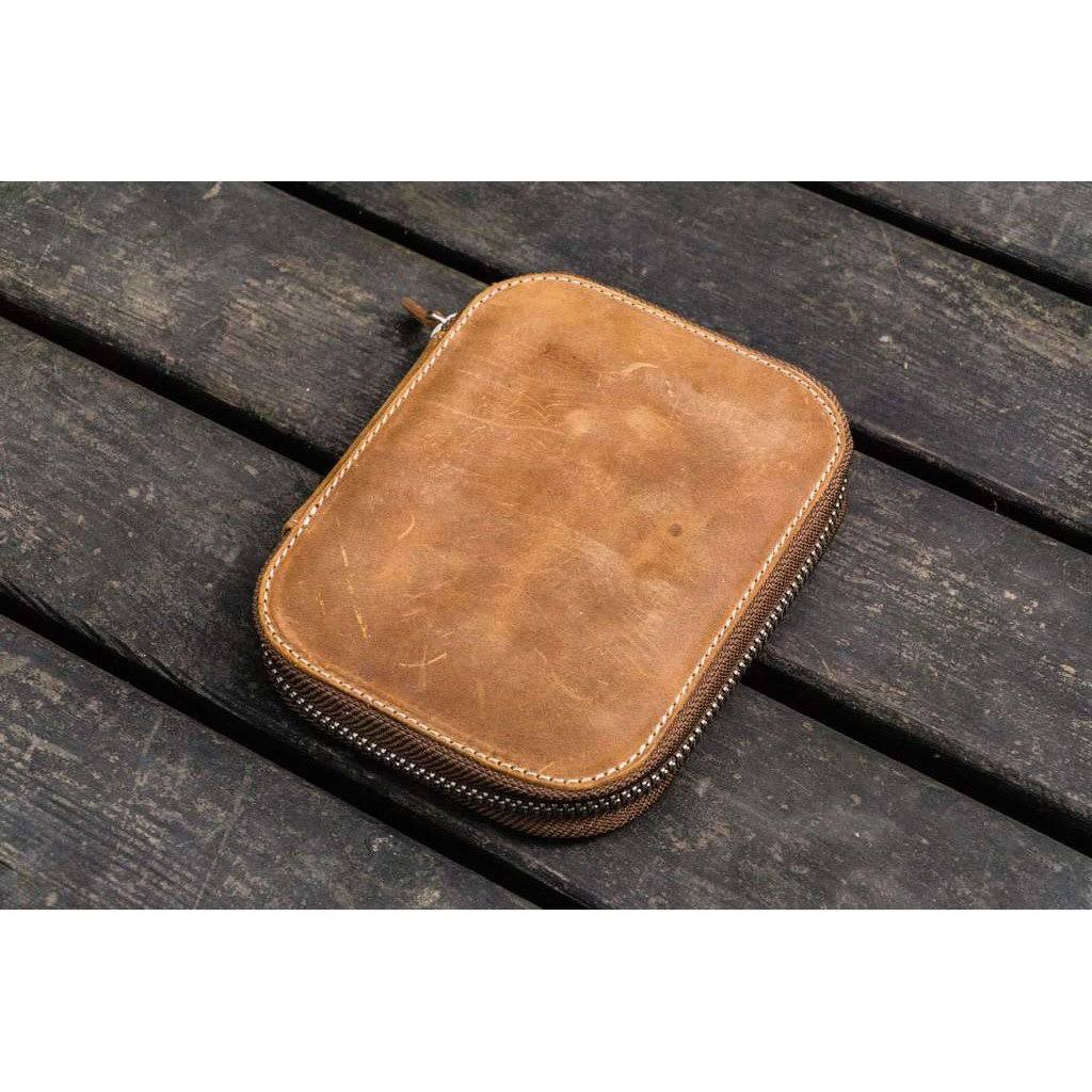 Galen Leather Zippered 10 Slot Pen Case - Crazy Horse Brown