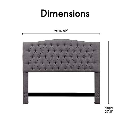 Elle Decor Celeste Tufted Upholstered Padded Headboard with Contemporary Button Tufting, Soft Linen-Textured Fabric, King Size, Beige Weave