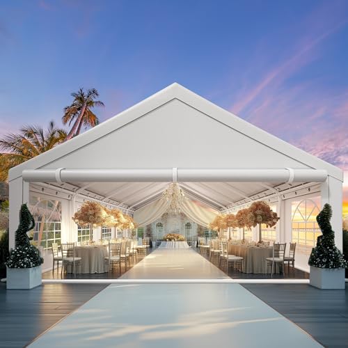YITAHOME 16x32ft Heavy Duty Party Tent Outdoor Wedding Tent Canopy Event Shelters Upgraded Galvanized Steel Carport with Removable Sidewall Windows for Commercial and Parties, White