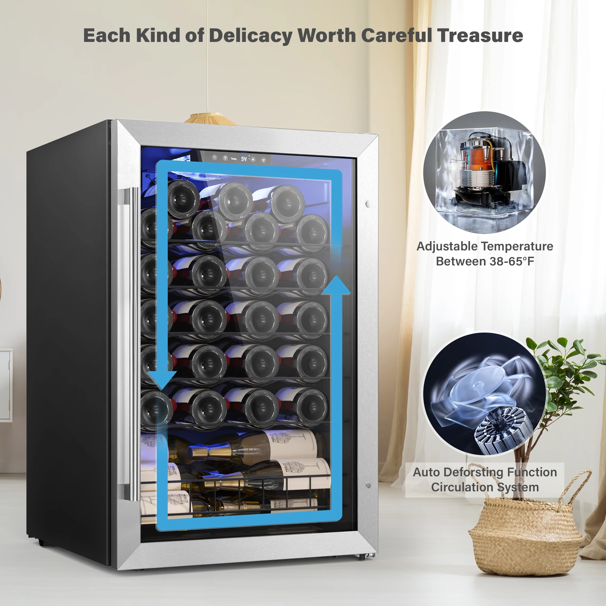 Yeego Wine Refrigerator, 94 Bottle Small Wine Fridge,Freestanding Wine Cellars Glass Door for Home, Office