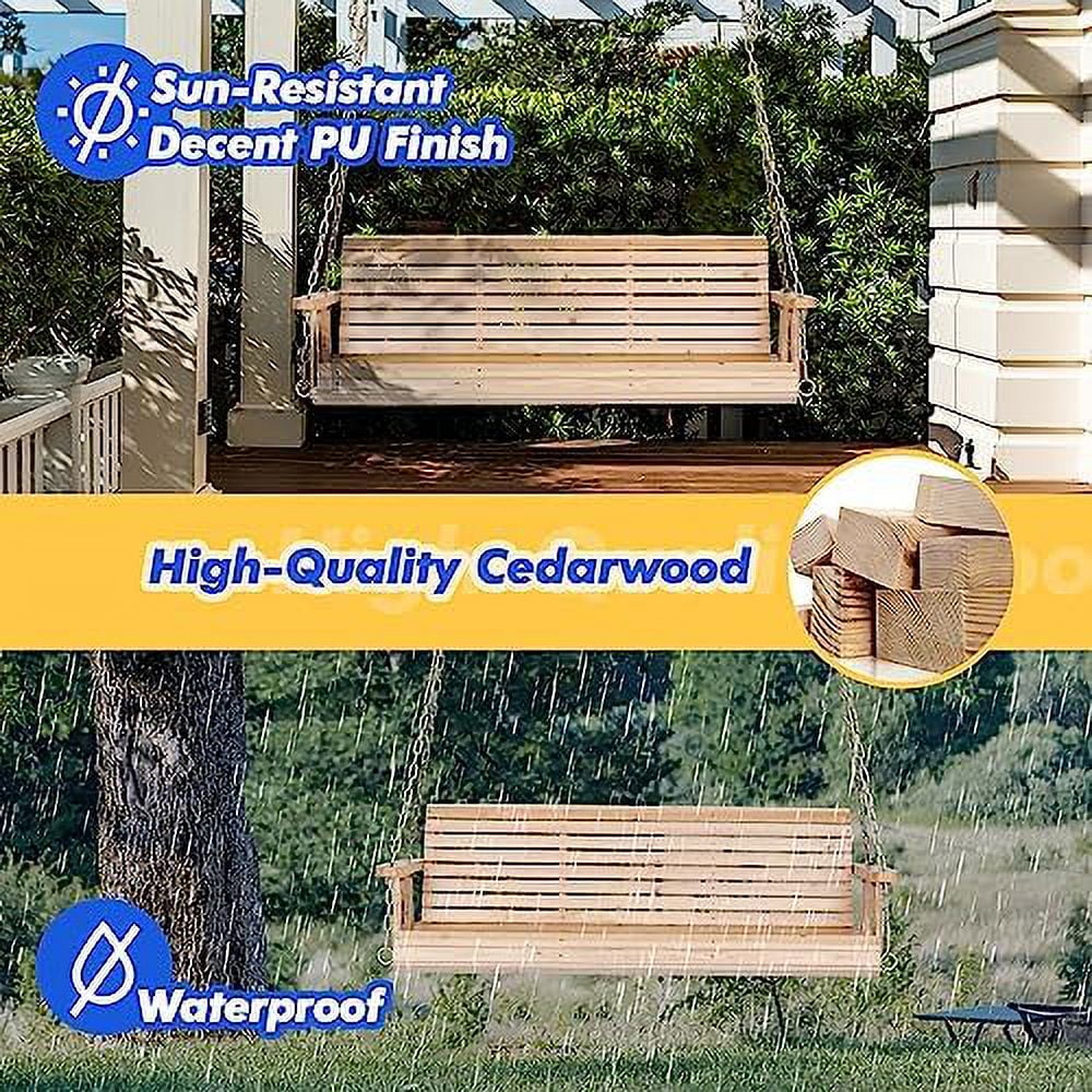 SQSFCB Upgraded Patio Wooden Porch Swing for Courtyard &amp; Garden  Heavy Duty 880 LBS Swing Chair Bench with Hanging Chains for Outdoors (5 FT  White) - Curated Treasures Market
