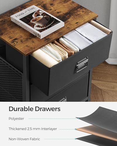 SONGMICS Dresser for Bedroom, Storage Organizer Unit with 7 Fabric, Chest, Steel Frame, for Living Room, Entryway, Rustic Brown and Black ULTS227B01, 1 Pack with 7 Drawers