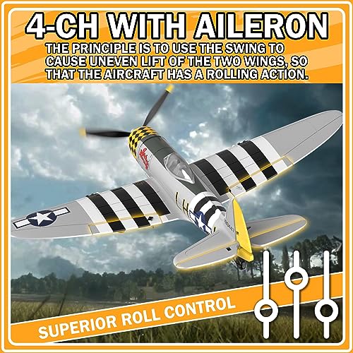 RC Plane 4-CH RC Airplane – RC Airplane Ready to Fly Upgrade P-40 Warhawk Remote Control Airplanes for Beginners Adult with Beginners with Xpilot Stabilization System