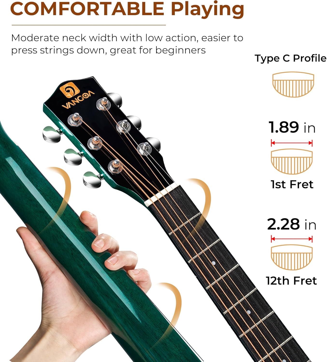 Acoustic Guitar 41 Inch Cutaway Acoustic Guitar Full Size Dreadnought Acustica Guitarra Bundle with Gig Bag for Adults Teens Beginners Professionals, Blue by Vangoa