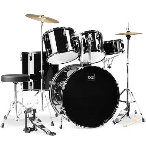 Best Choice Products 5-Piece Full Size Complete Adult Drum Set w/Cymbal Stands, Stool, Drum Pedal, Sticks, Floor Tom - Dark Blue Sparkle