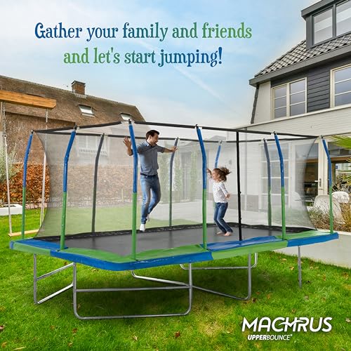 Upper Bounce Rectangle Trampoline Set with Premium Top-Ring Enclosure System – Outdoor Trampoline - Gymnastics Rectangular Trampoline for Kids - Adults - Supports Upto 500 lbs.