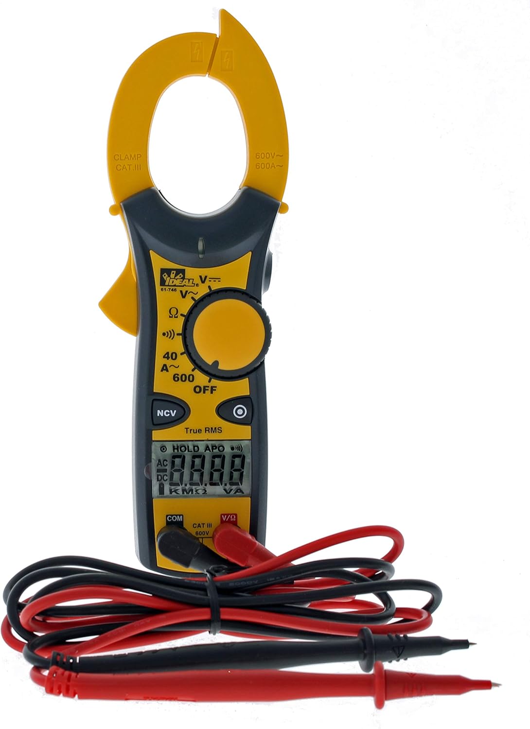 IDEAL INDUSTRIES INC. 61-744 Clamp Meter 600 Amp AC with NCV, Voltage Indicator, CATIII for 600v