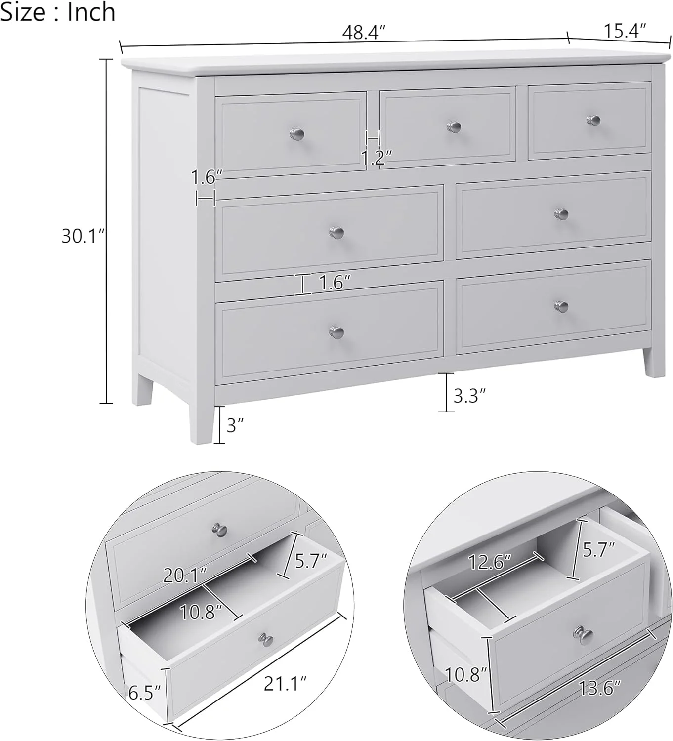 Bedroom Sets, 5 Pieces Bedroom Sets With Queen Size Bed, 2 Nightstand End Table, Dresser And Chest, Wood Bedroom Furniture Set (White_Queen, 5 Piece)