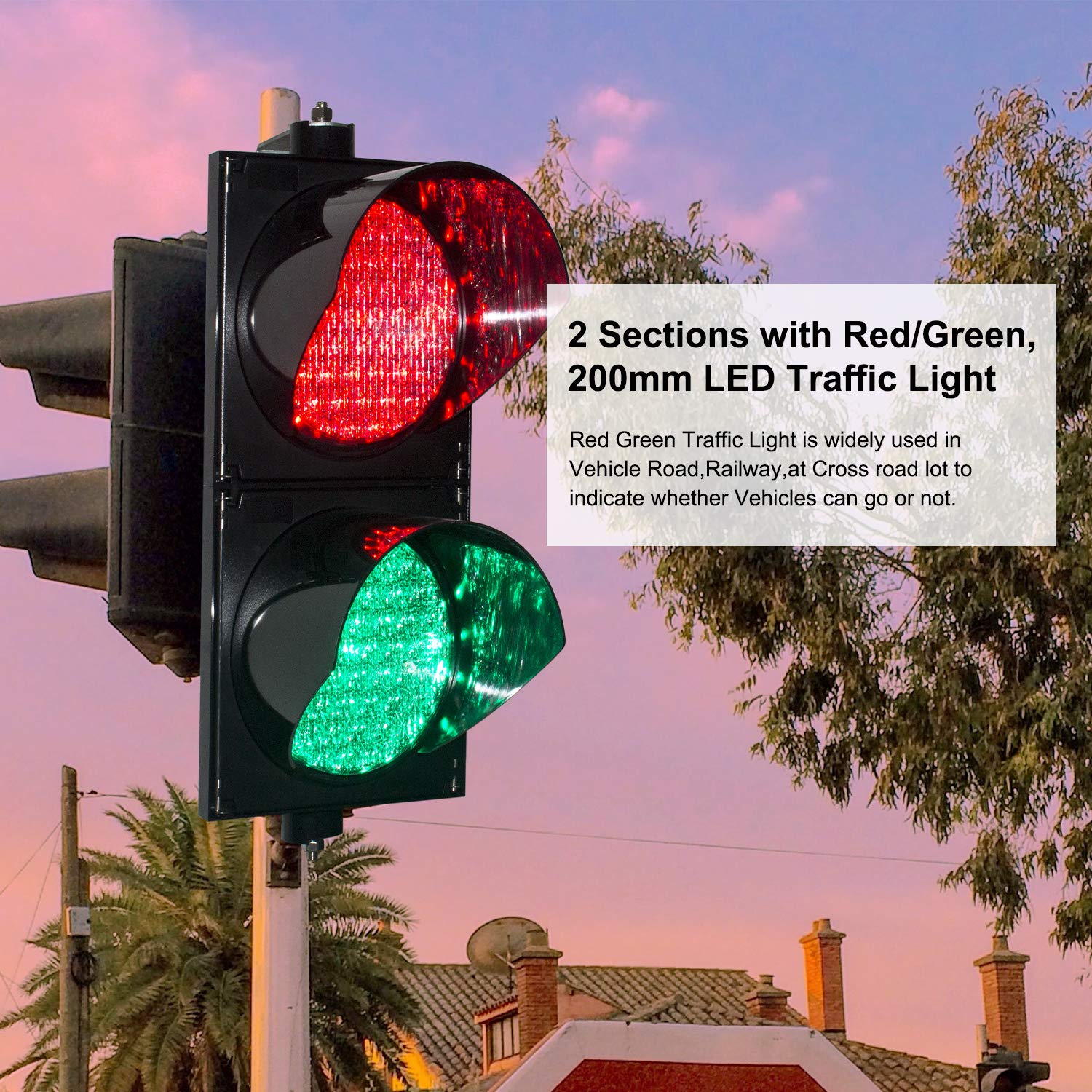 BBMi DC9-36V 200mm(8inch) Traffic Light, Red/Green Stop and Go Light, Traffic Signal Light, PC Housing Waterproof IP65 Industrial LED Traffic Stop Light, Dock Bay Indicator Warning Light