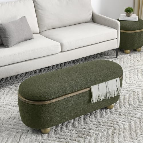 Storage Ottoman Bench, Upholstered End of Bed Ottoman Bench with Storage and Seating - Perfect for Bedroom, Living Room, and Entryway - Stylish Foot Rest and Storage Solution (Dark Blue)