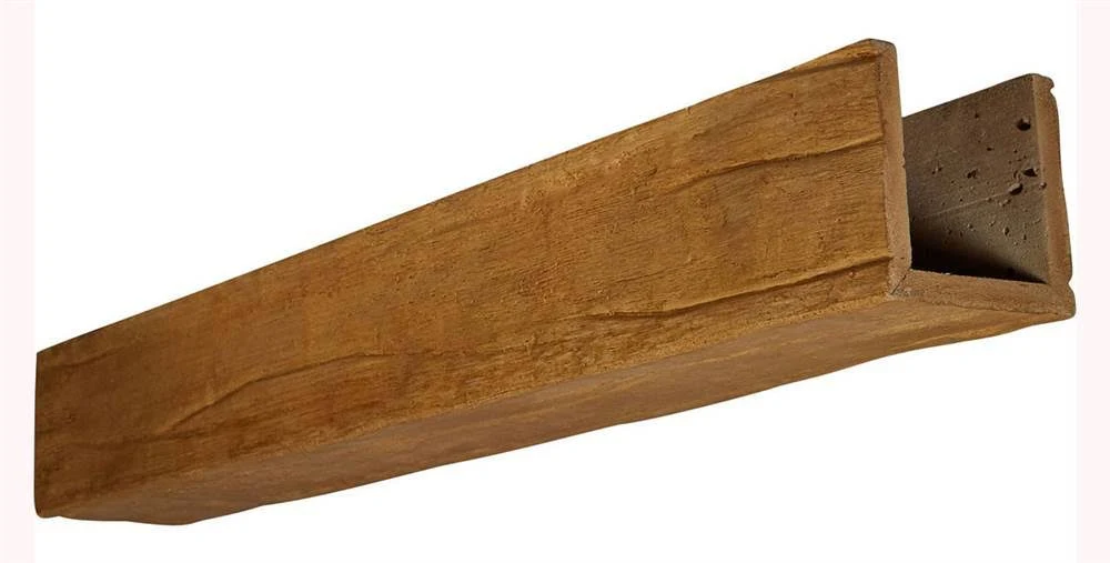 Ekena Millwork BMRW3C0060X080X144PP 6x22W x 8x22H x 12&L 3-Sided (U-beam) Riverwood Endurathane Faux Wood Ceiling Beam, Natural