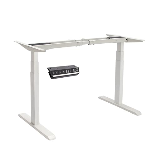 Okin Electric Standing Desk Frame Only, Height Adjustable Desk Legs for 47" to 63" Table Top, Ergonomic 180 lbs Load Capacity 2 Tier Sit Stand Desk Base with Memory Controller for Home Office, White
