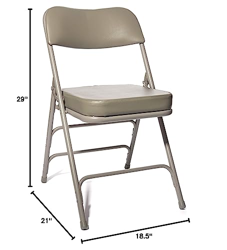 Vinyl Upholstered Folding Chair (2 Pack) - Heavy Duty Ultra Padded 2" Thick Padded Seat and Back, Triple Braced - Quad Hinging, 300 lb Tested (Beige)