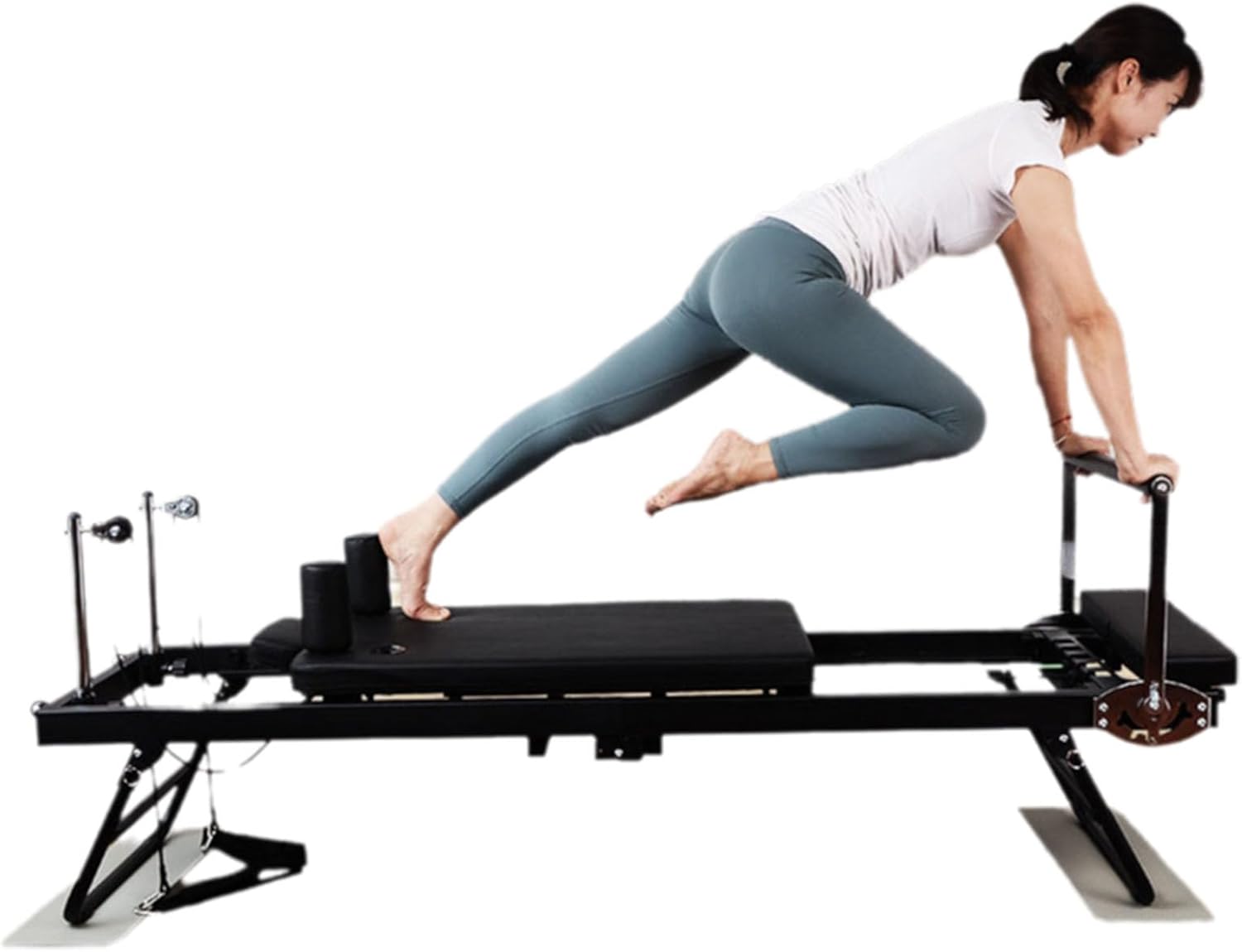 Pilates Reformer, Foldable Reformer Pilates Machine for Home Use, with Dual Resistance- Springs and Cords, Pilates Equipment for Home Workouts with Jump Board, Up to 400 LBS