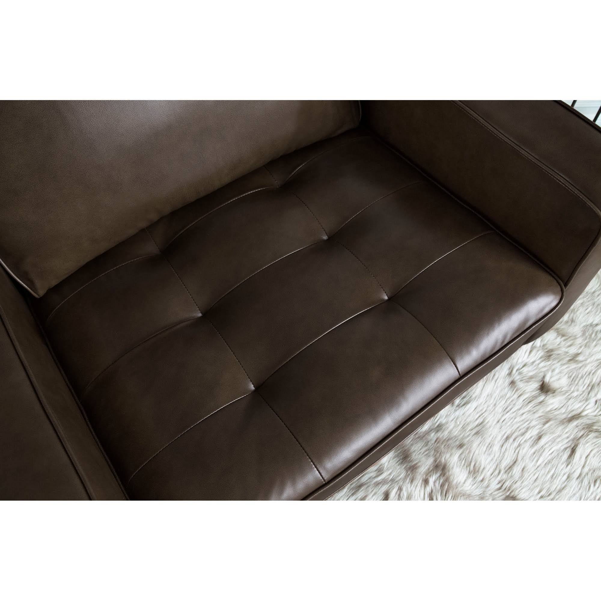 Abbyson Holloway Mid-Century Modern Top-Grain Leather Armchair - Camel
