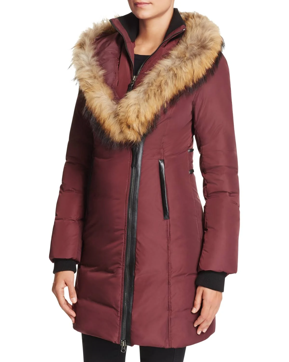 Mackage Kay Down Coat with Signature Natural Fur Collar - S / Navy