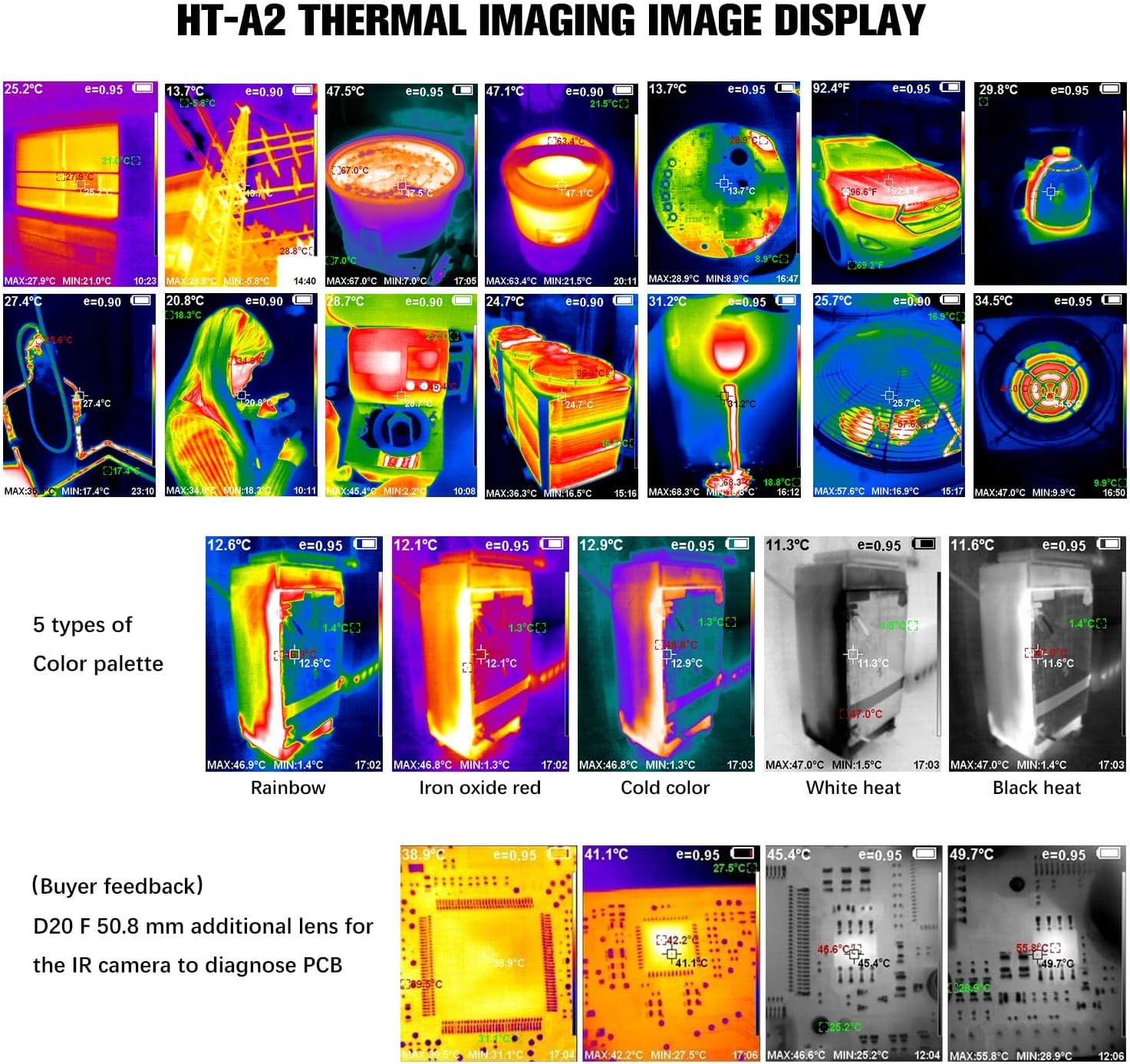 320 x 240 IR Resolution Thermal Camera, Pocket-Sized Infrared Camera with 76800 Pixels Real-Time Thermal Image, Temperature Measurement Range -4&deg;F to 572&deg;F, Mini IR Thermal Imager, Hti-Xintai