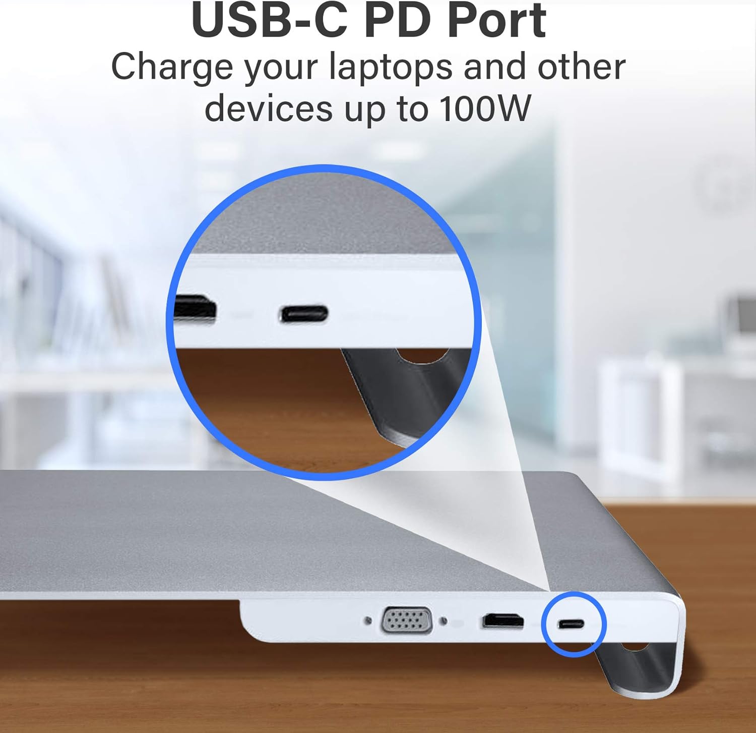 Rosewill USB-C 11-Port Docking Station Monitor Stand USB C Hub with 100W up to Power Delivery | Fast Charging | Laptop Charger | Fast Data Transfer Speeds 5Gbps | 4K Video Output (RHUB-20006)