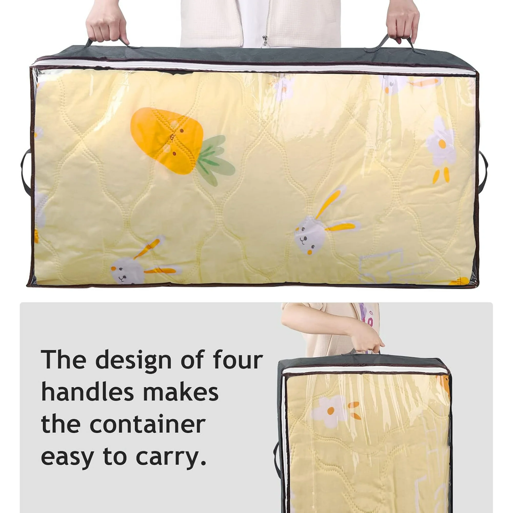 UniMall 90L Under Bed Storage Containers,Large Capacity Underbed Storage Bags Organizer,Thick Fabric Storage Bins with Clear Window and Reinforced Handles for Blanket Comforter Bedding Clothes,8 Pack