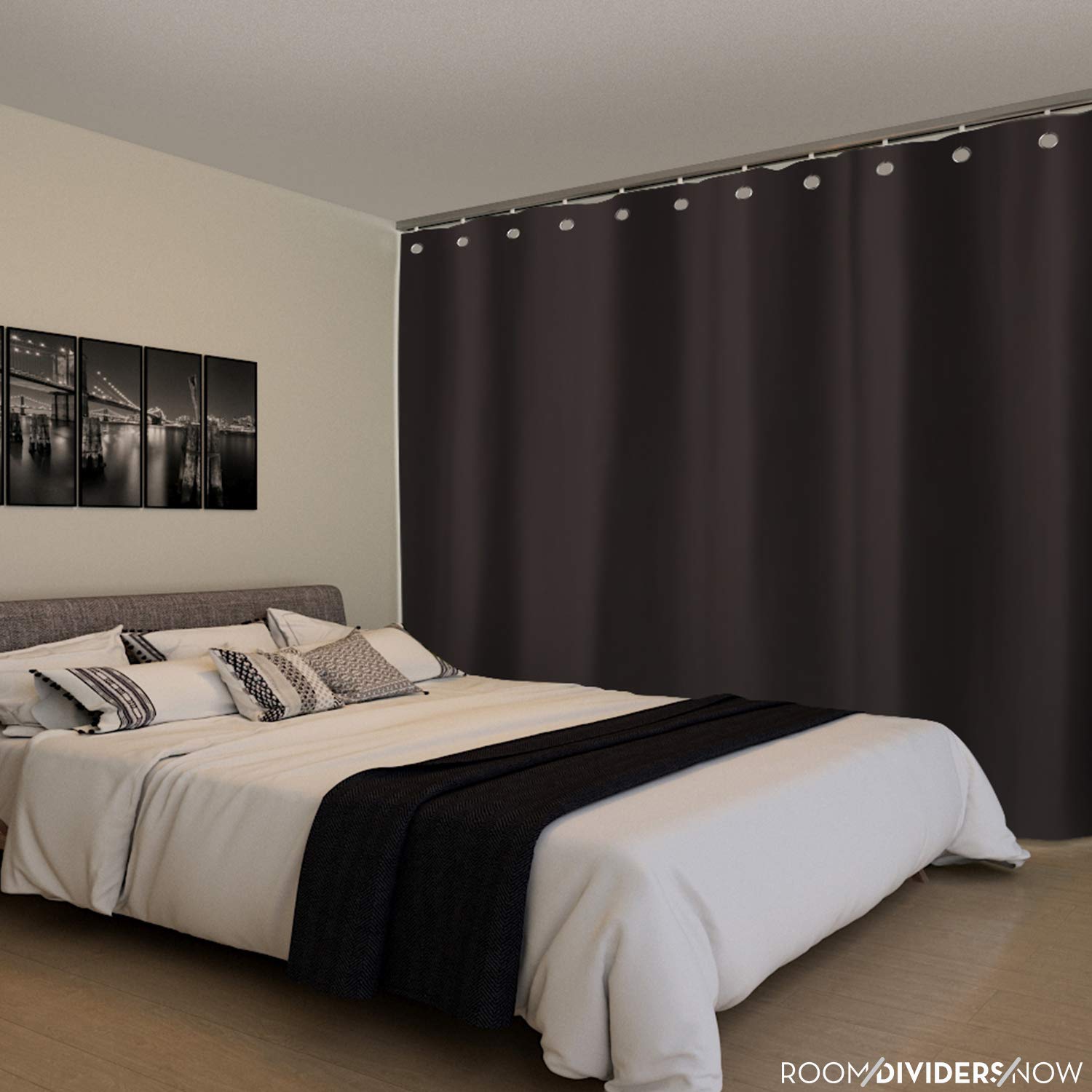 Room/Dividers/Now Ceiling Track Room Divider Kit - X-Large A, 8ft Tall x 9ft - 12ft Wide (Dark Chocolate)