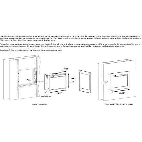 ClassicFlame 23-in 3D Infrared Fireplace Insert u0026 Flush Mount Kit - 23II042FGL u0026 BBKIT-23