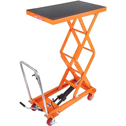 VEVOR Electric Lift Table, 330 lbs Capacity Single Scissor Lift Table, 8-28 in Height Adjustable Lifting Platform, Coffee Table Lift with 4 Wheels, for Material Handling and Transportation, Black