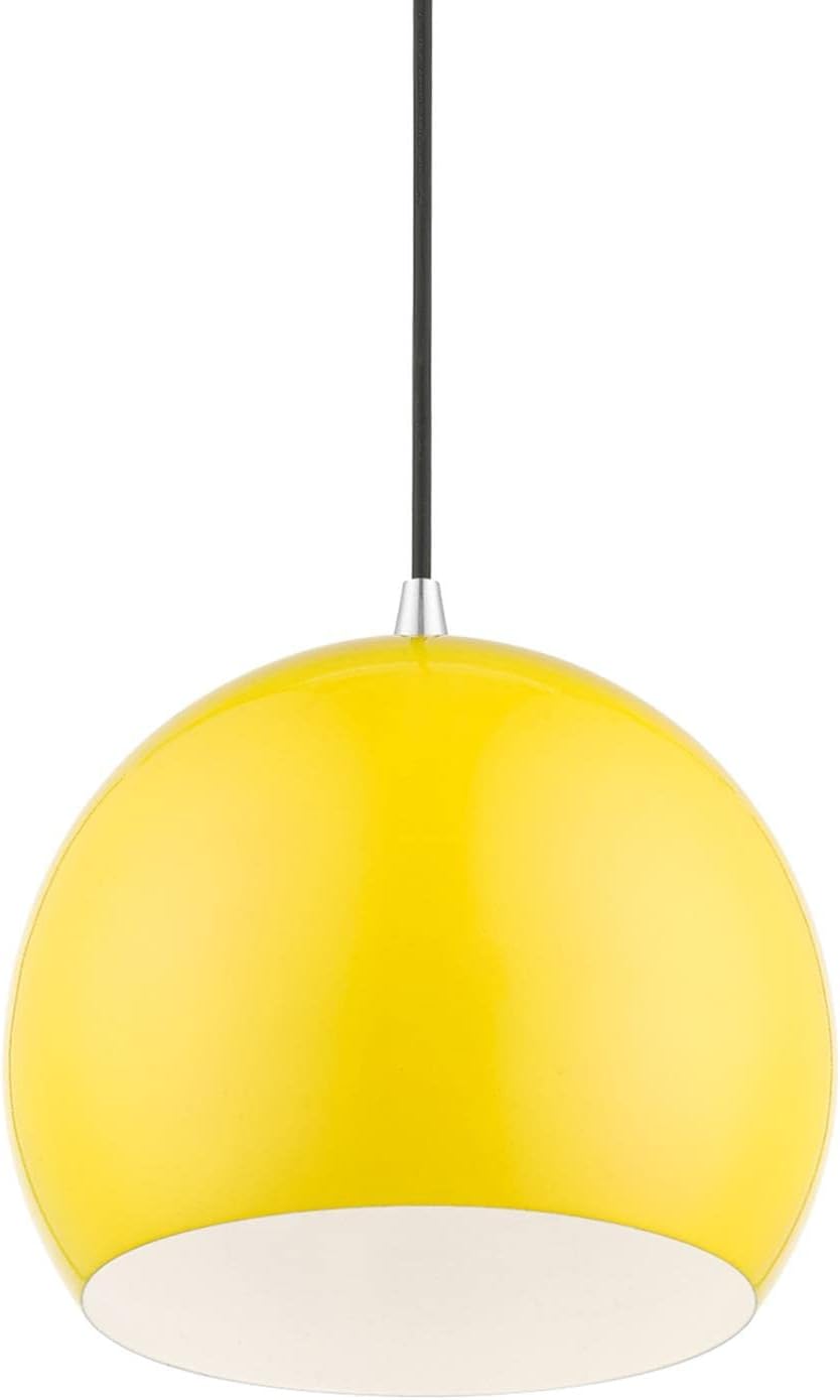 Livex Lighting Piedmont - 1 Light Globe Pendant in Industrial Style-15 Inches Tall and 10 Inches Wide-Shiny Yellow/Polished Chrome Fini