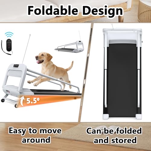 Dog Treadmill for Small and Medium Dogs, Pet Running Machine, Dog Indoor Pacer Treadmill with Remote Control, Dog Pacer Training Pad with LCD Display Screen and Remote