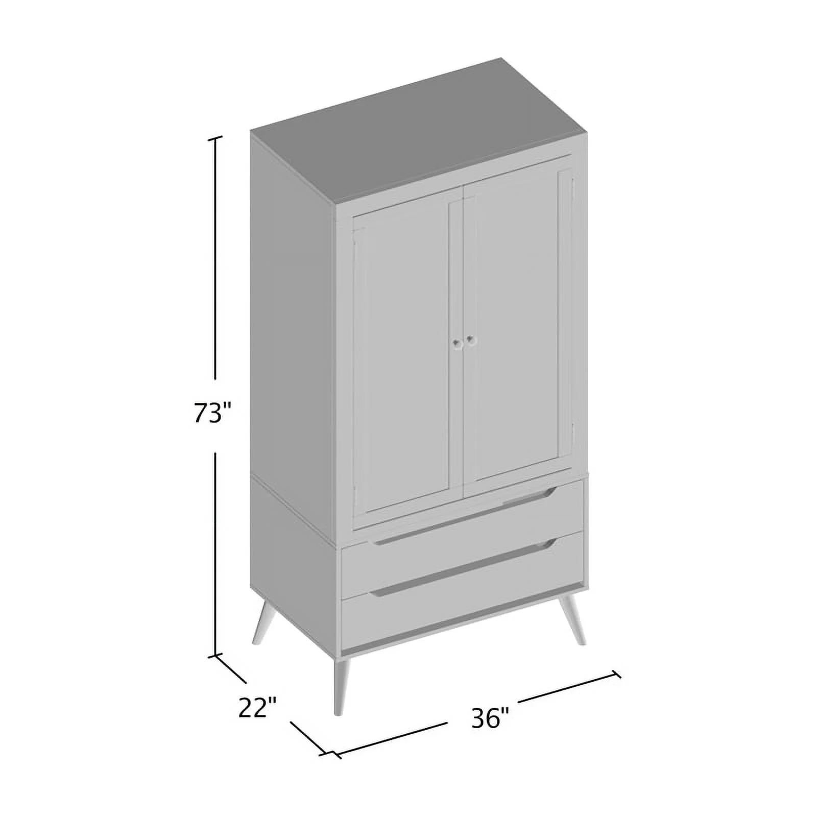 Furniture of America Belkor Mid-Century Modern Solid Wood Armoire in Gray